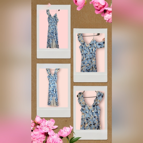 SHEIN Dresses & Skirts - SHEIN One Shoulder Blue Floral Dress